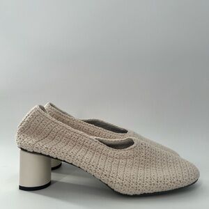 CO Collections Crochet Knit Off White Heels